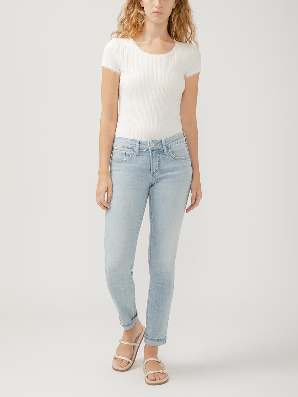 Girlfriend Mid Rise Slim Leg Jeans image number 0