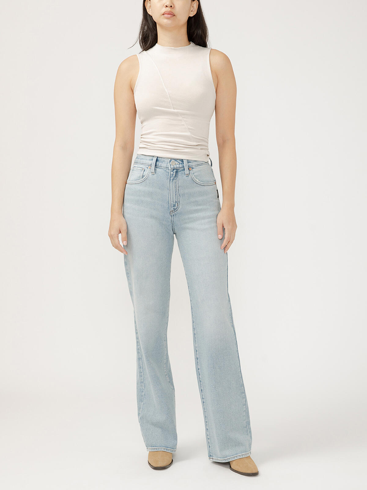 Highly Desirable High Rise Trouser Leg Jeans image number 0