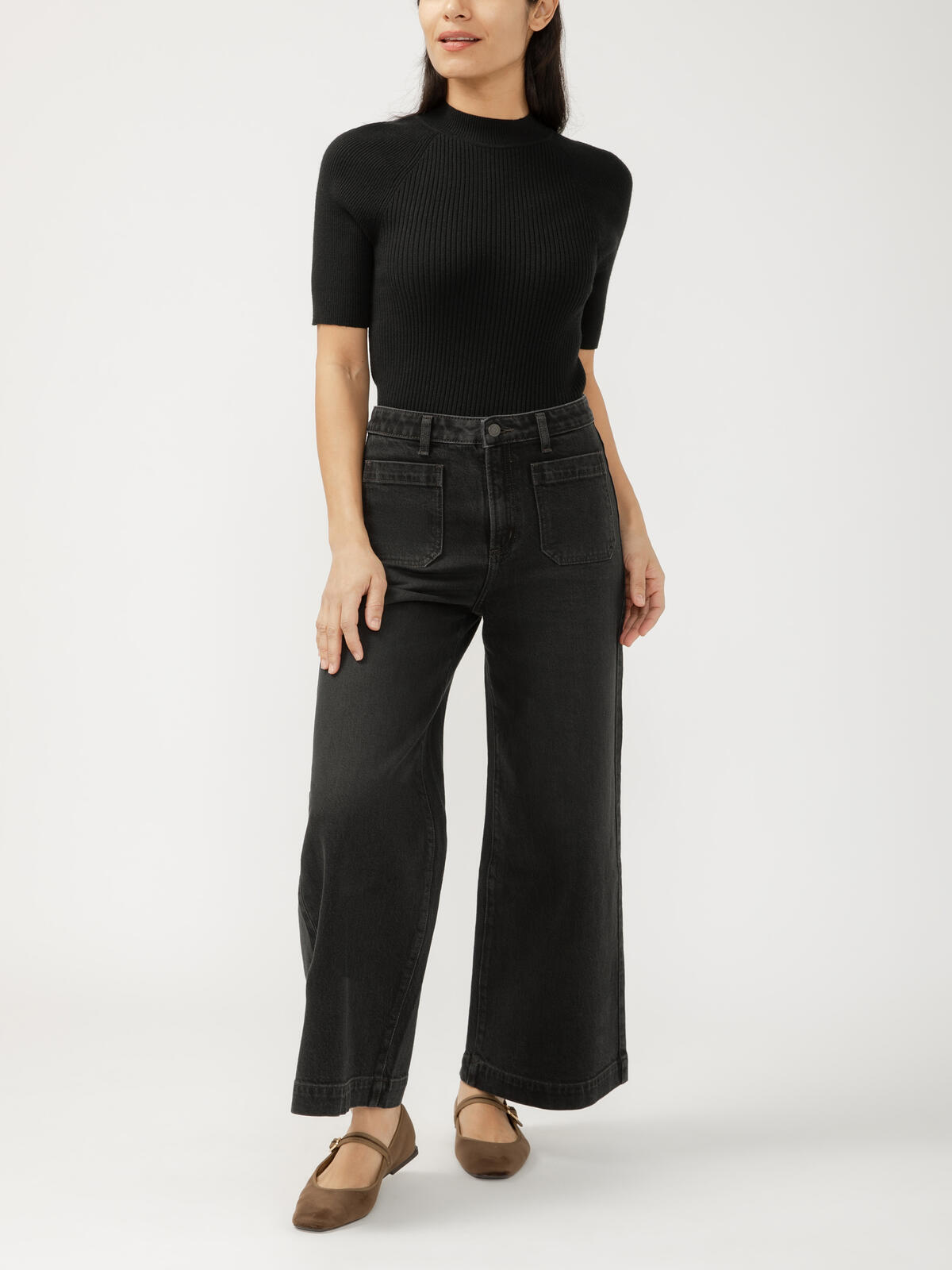 High Rise Wide Leg Ankle Jeans image number 0