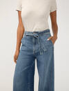 Highly Desirable High Rise Belted Ultra Wide Leg Jeans image number 3