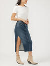 Side Slit Denim Midi Skirt image number 2
