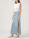 Side Slit Denim Maxi Skirt image number 2
