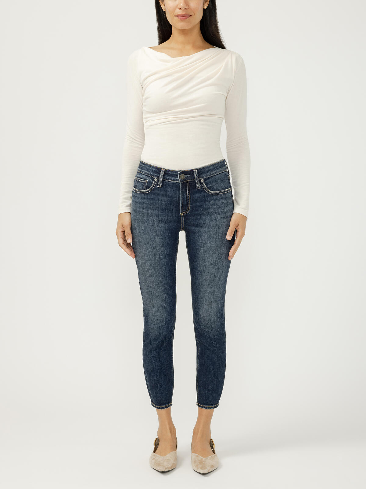 Elyse Mid Rise Cropped Skinny Jeans image number 0