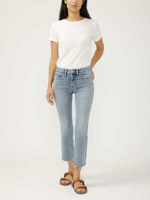 Suki Mid Rise Cropped Straight Leg Jeans