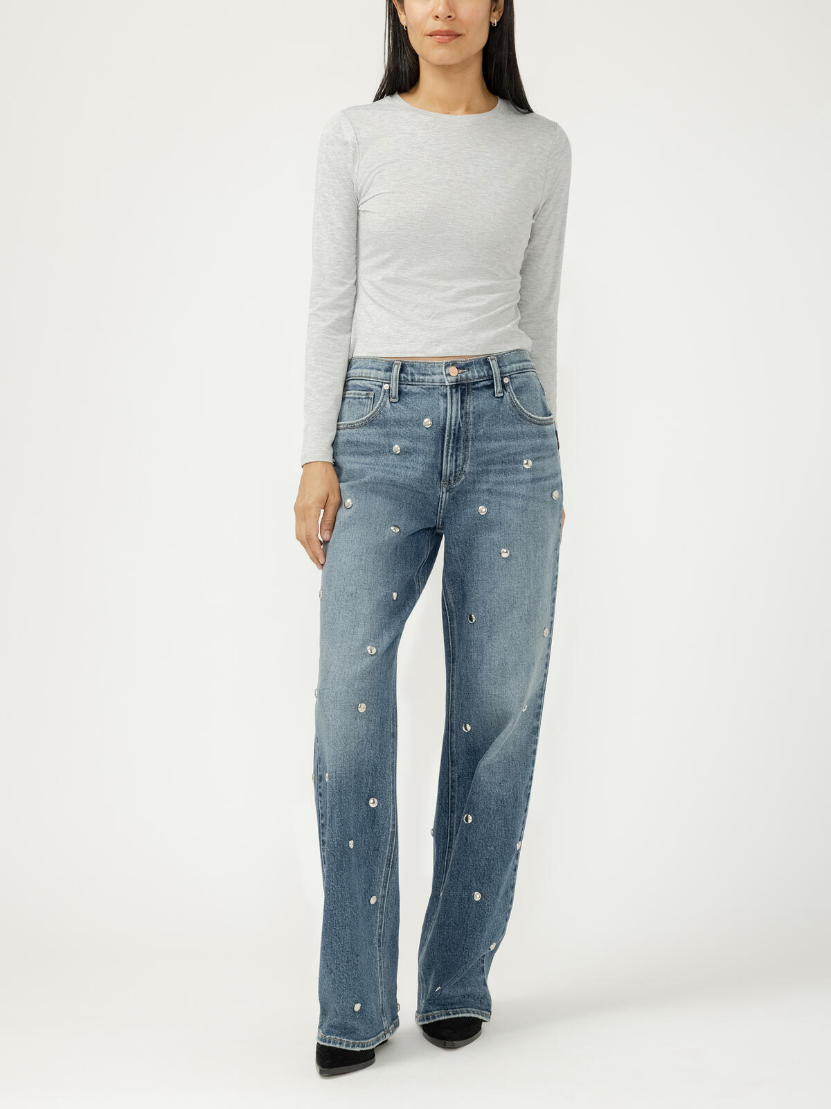 Isbister High Rise Angled Seam Wide Leg Ankle Jeans image number 0