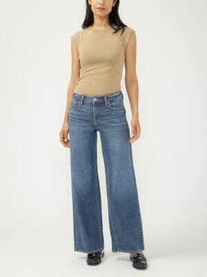 Suki Mid Rise Wide Leg Knit Flex Jeans