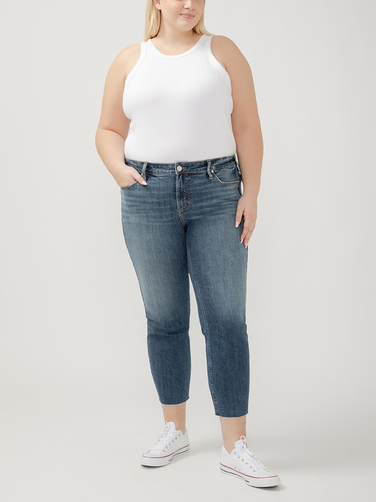 Elyse Mid Rise Straight Leg Ankle Jeans Plus Size image number 0