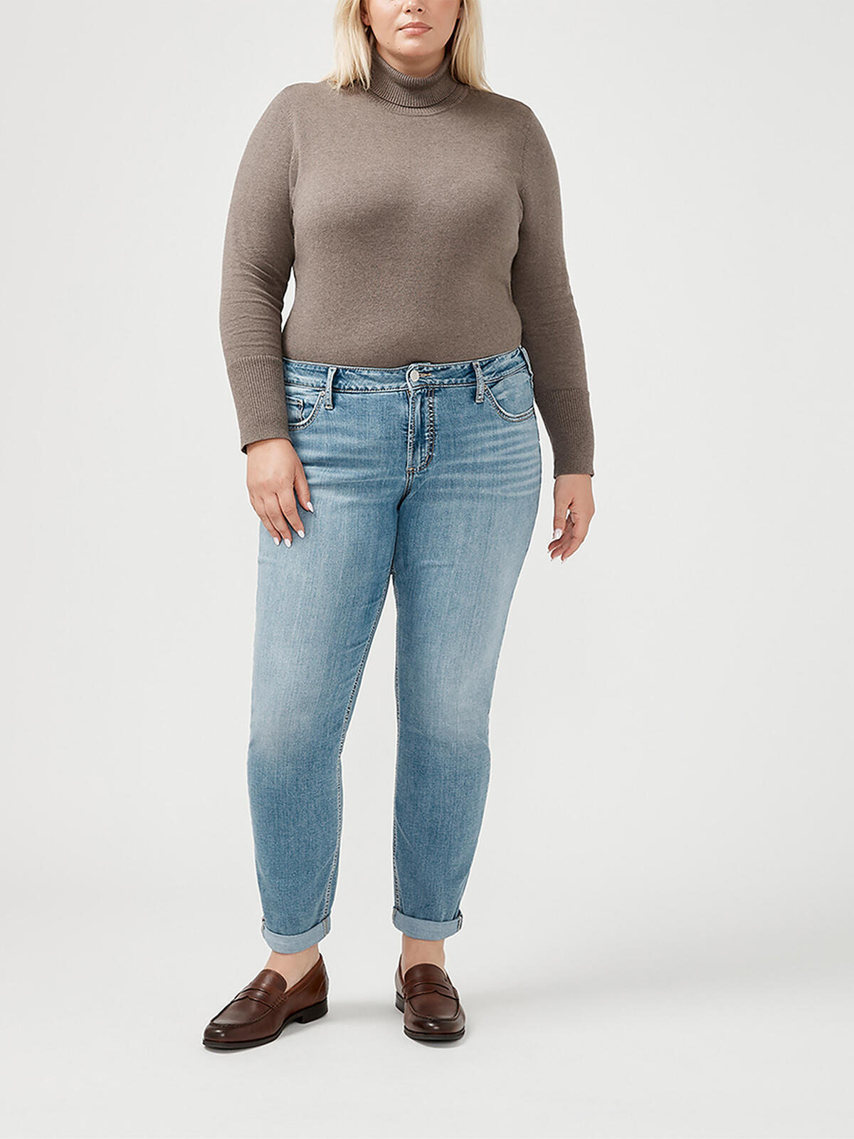 Boyfriend Mid Rise Slim Leg Luxe Stretch Jeans Plus Size image number 0