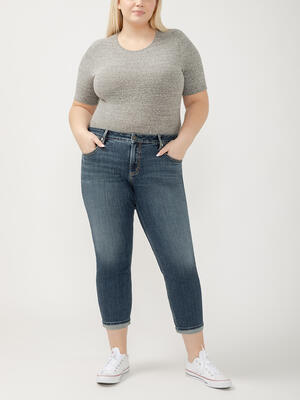 Boyfriend Mid Rise Slim Leg Jeans Plus Size