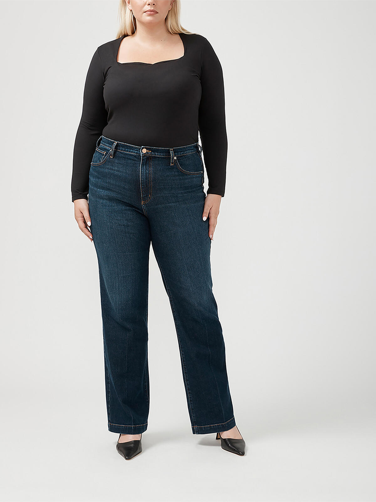 Highly Desirable High Rise Trouser Leg Jeans Plus Size image number 0