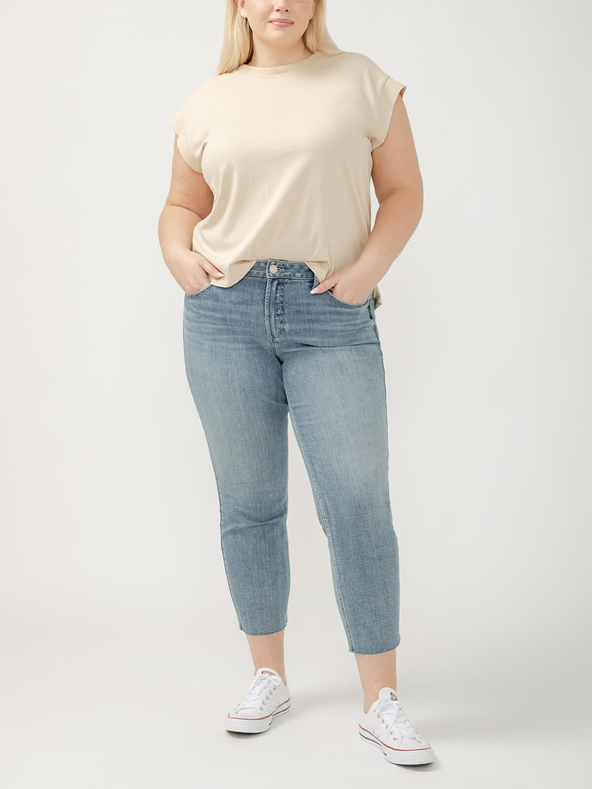 Suki Mid Rise Straight Crop Luxe Stretch Jeans Plus Size image number 0