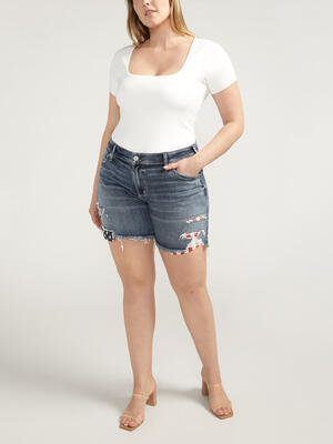 Boyfriend Mid Rise Distressed Americana Short Plus Size