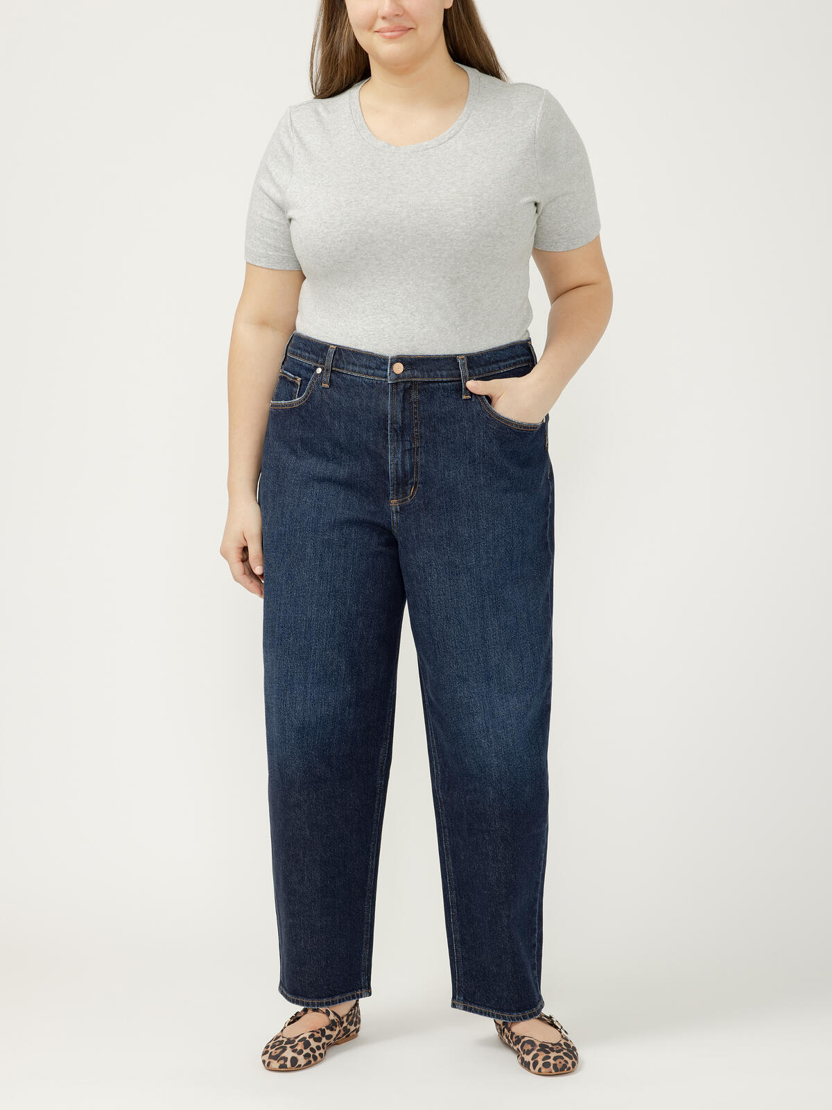 High Rise Arc Leg Jeans Plus Size image number 0