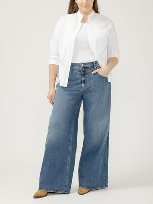 Highly Desirable High Rise Wide Leg Jeans Plus Size