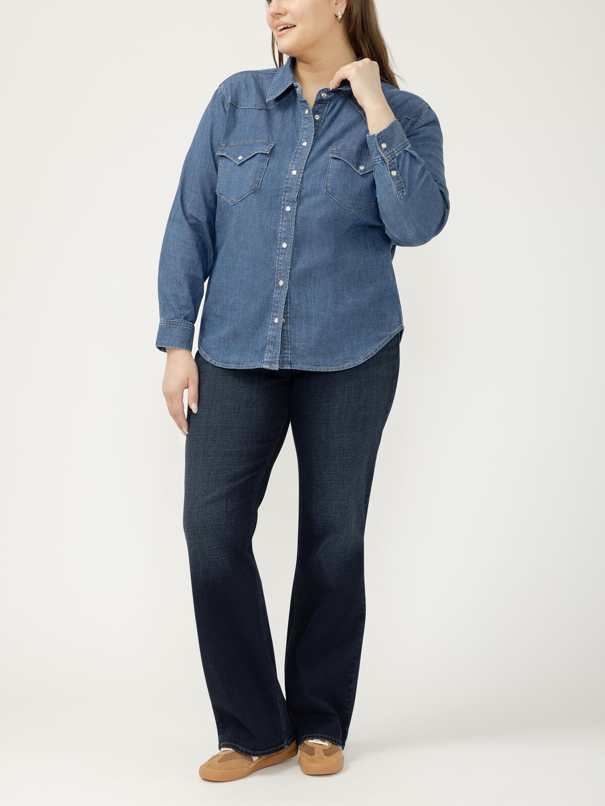 Women's Western Denim Shirt Plus Size image number 0